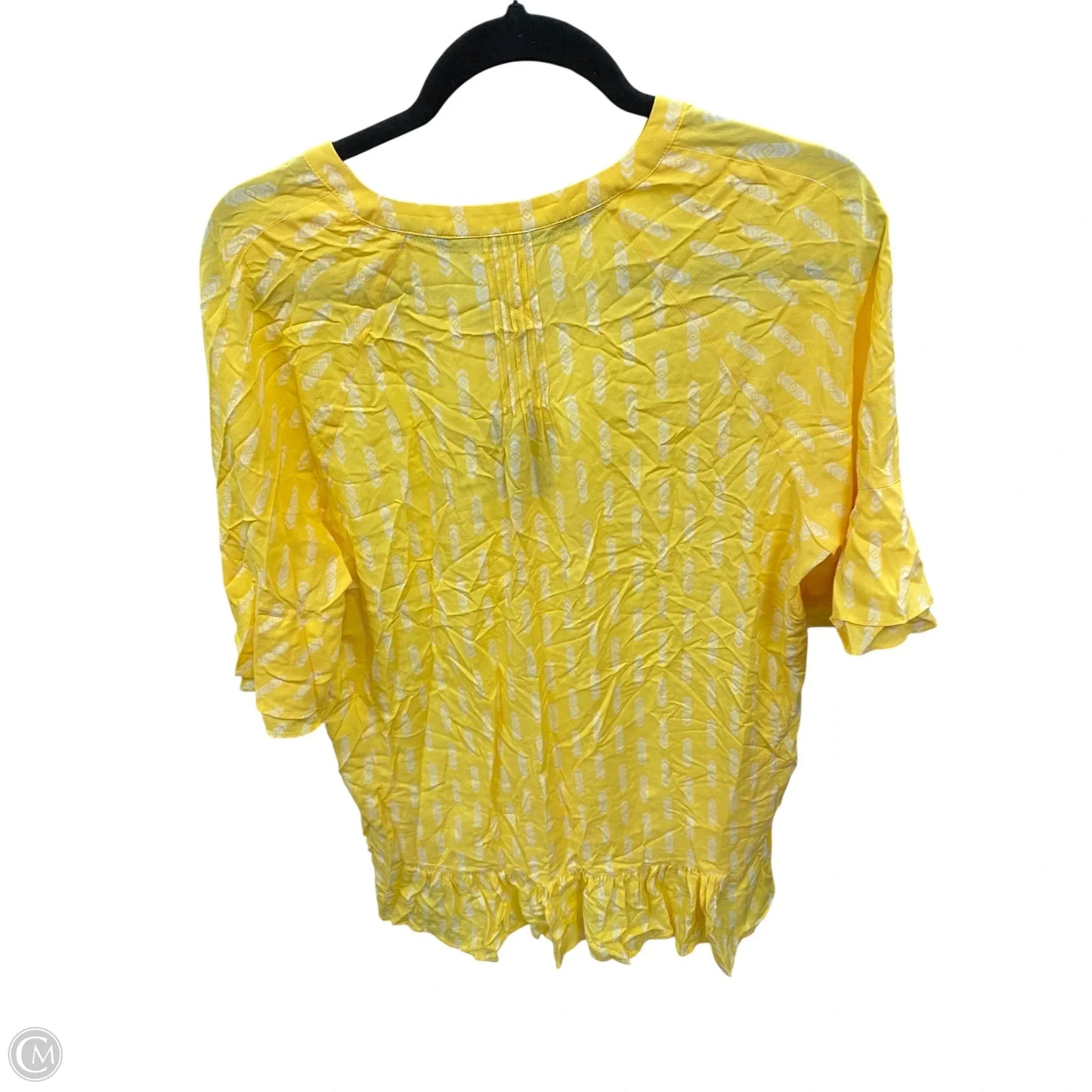 Blouse 3/4 Sleeve By Matilda Jane In White & Yellow, Size: M
