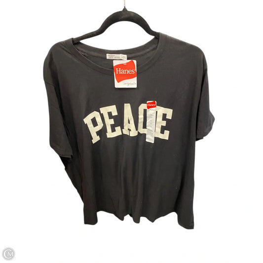 Top Short Sleeve Basic By Hanes In Black & White, Size: 4x