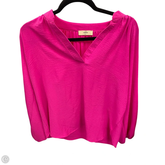 Blouse Long Sleeve By Entro In Pink, Size: S