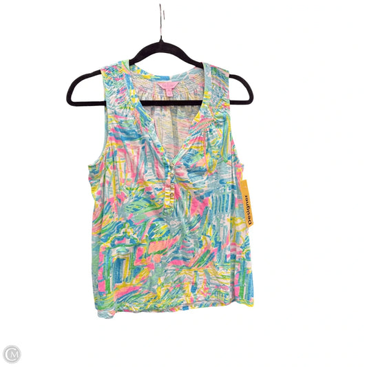 Top Sleeveless Designer By Lilly Pulitzer In Blue & Pink, Size: M