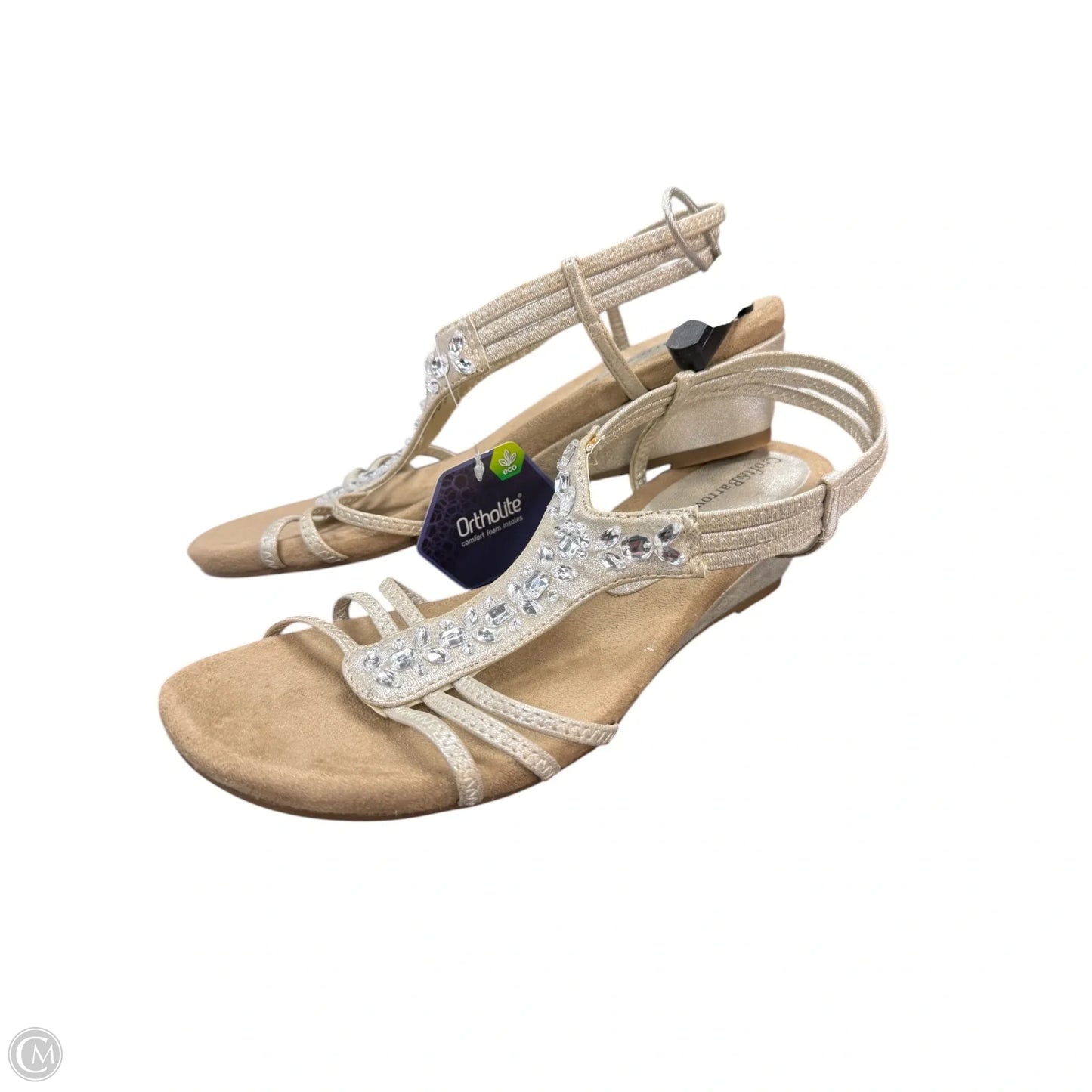 Sandals Heels Wedge By Croft And Barrow In Gold & Silver, Size: 8