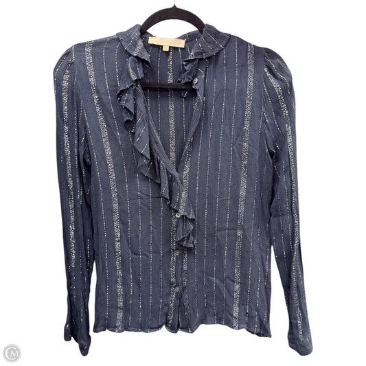 Blouse Long Sleeve By Cma In Blue & Silver, Size: 6