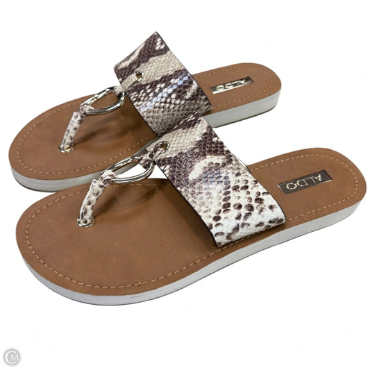 Sandals Flats By Aldo In Snakeskin Print, Size: 8.5