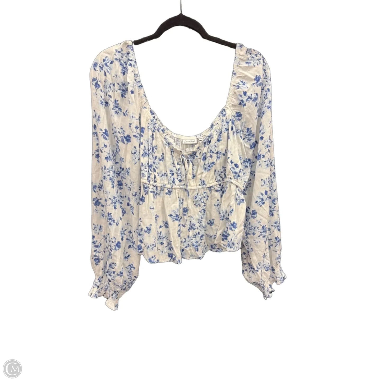 Blouse Long Sleeve By Torrid In Blue & White, Size: 1x
