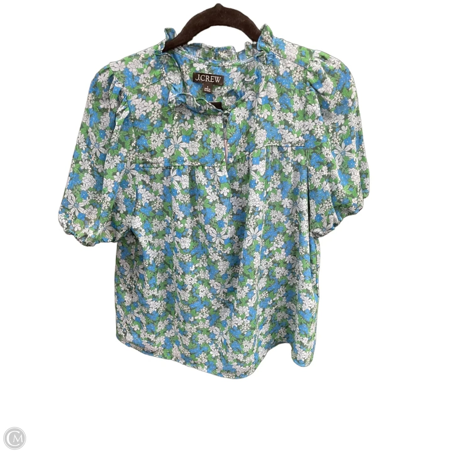 Blouse Short Sleeve By J. Crew In Blue & Green, Size: S