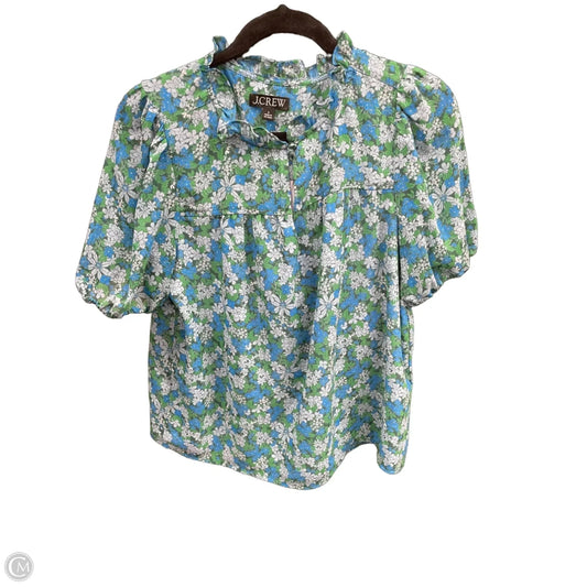 Blouse Short Sleeve By J. Crew In Blue & Green, Size: S