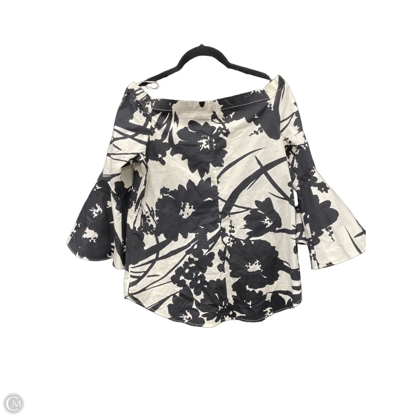 Blouse 3/4 Sleeve By White House Black Market In Black & White, Size: S