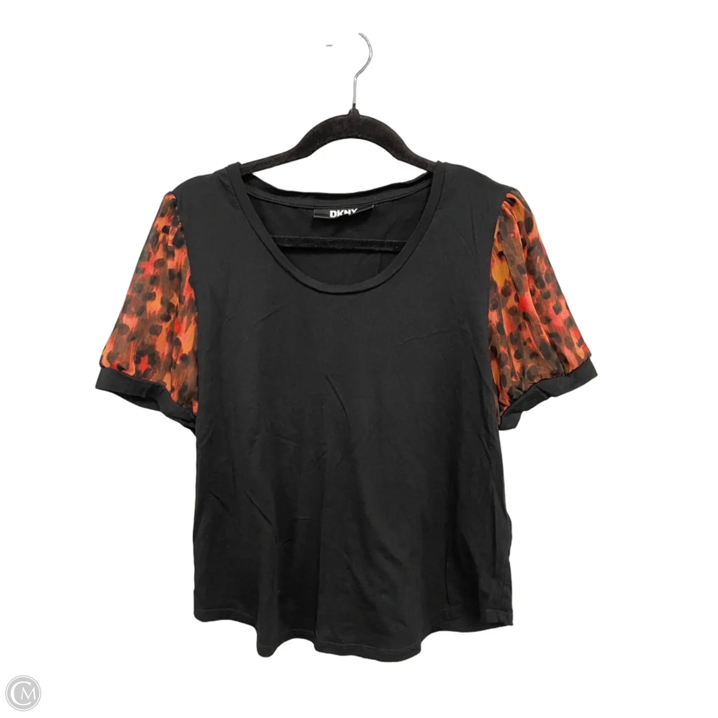 Top Short Sleeve By Dkny In Black & Orange, Size: L