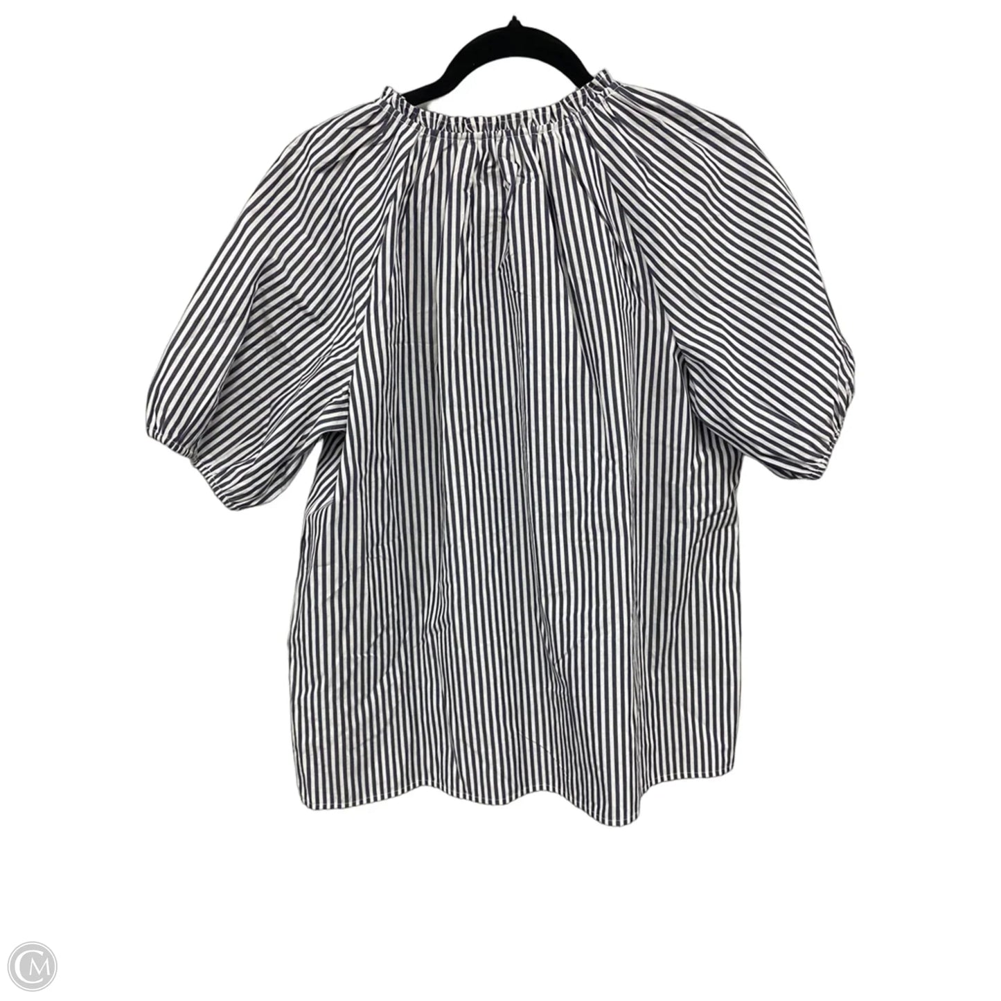 Blouse Short Sleeve By Cato In Grey & White, Size: M