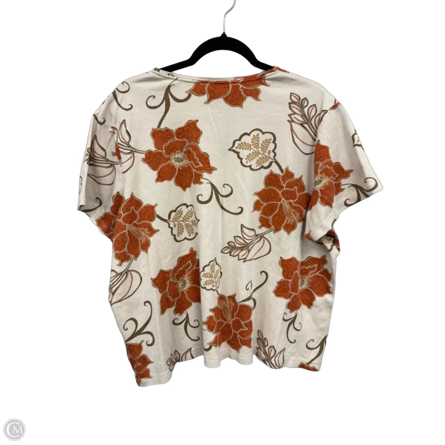 Top Short Sleeve Basic By Croft And Barrow In Brown & Orange, Size: 3x
