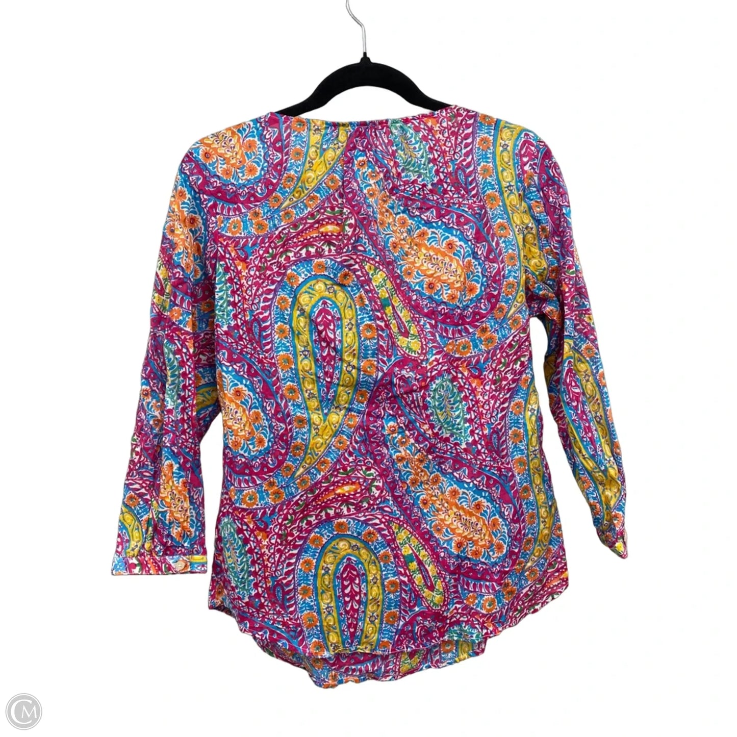 Blouse Long Sleeve By Lauren By Ralph Lauren In Pink & Yellow, Size: S