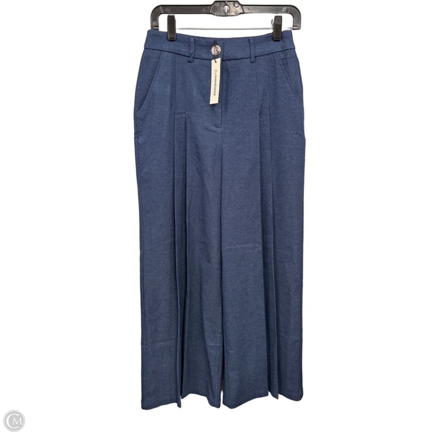 Pants Wide Leg By Commense In Blue Denim, Size: S