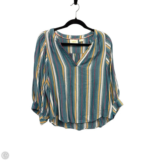 Blouse Long Sleeve By Maeve In Green & Yellow, Size: S