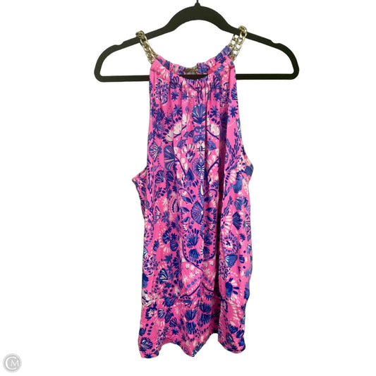 Top Sleeveless Designer By Lilly Pulitzer In Blue & Pink, Size: Xl
