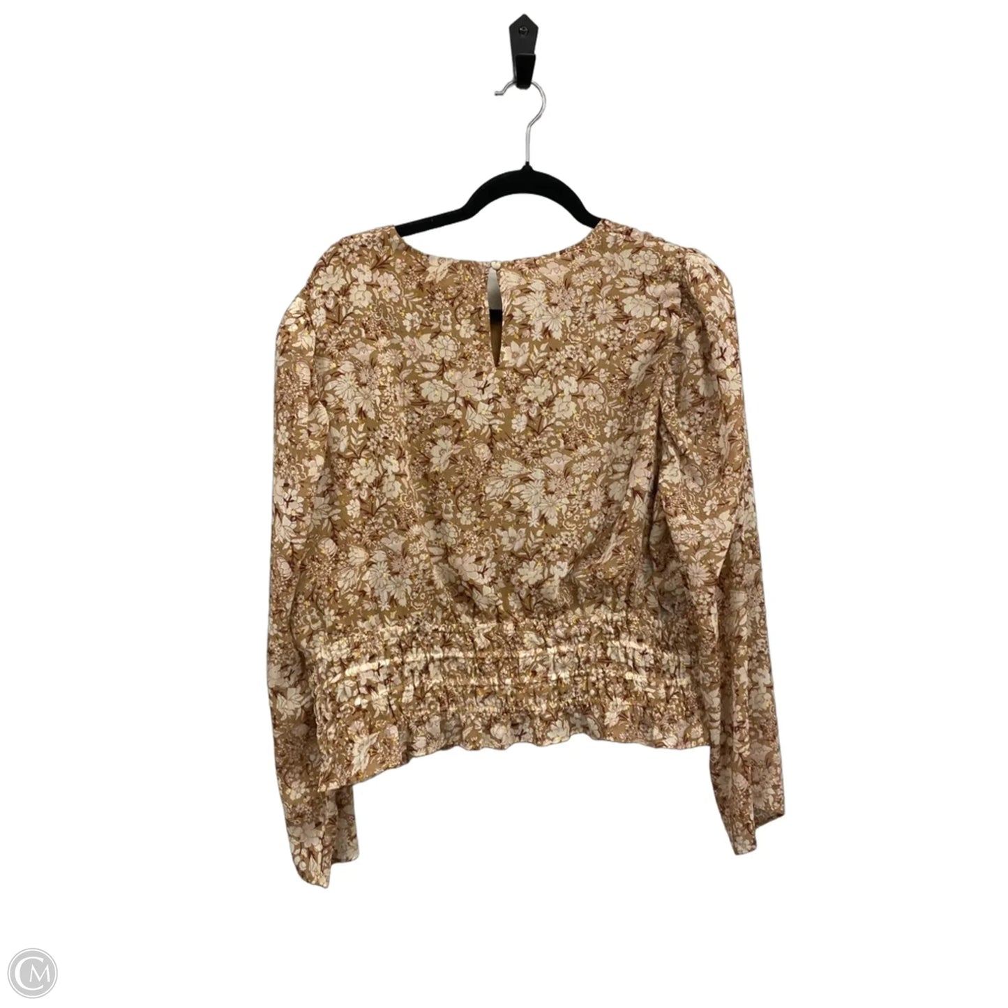 Blouse Long Sleeve By Express In Brown & Cream, Size: Xl