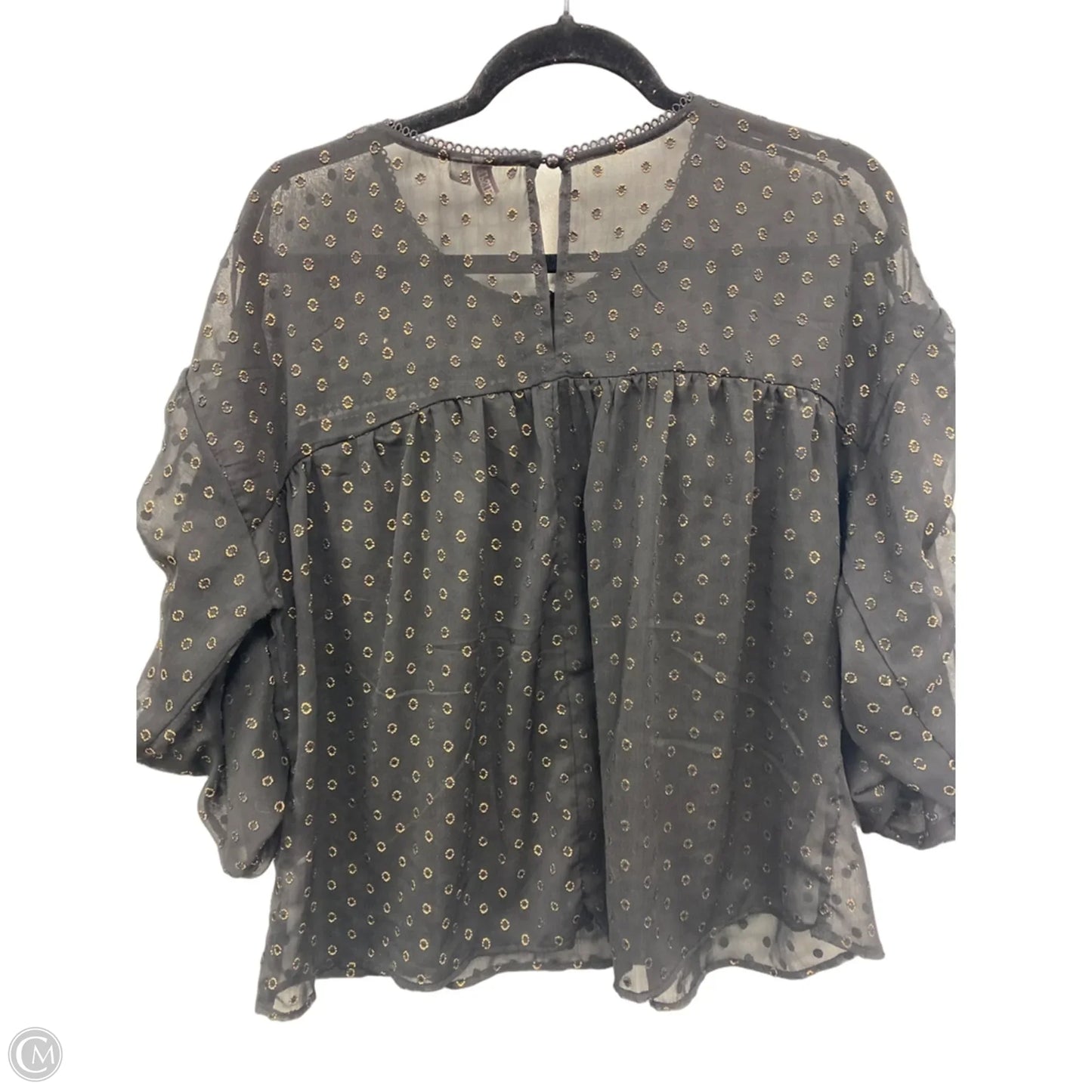 Blouse 3/4 Sleeve By Clothes Mentor In Black & Gold, Size: Xl