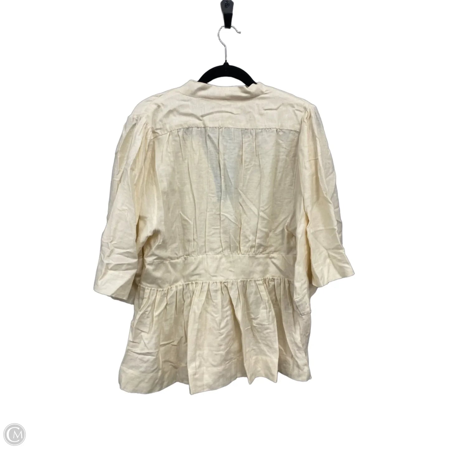 Blouse Short Sleeve By Cmb In Cream, Size: L