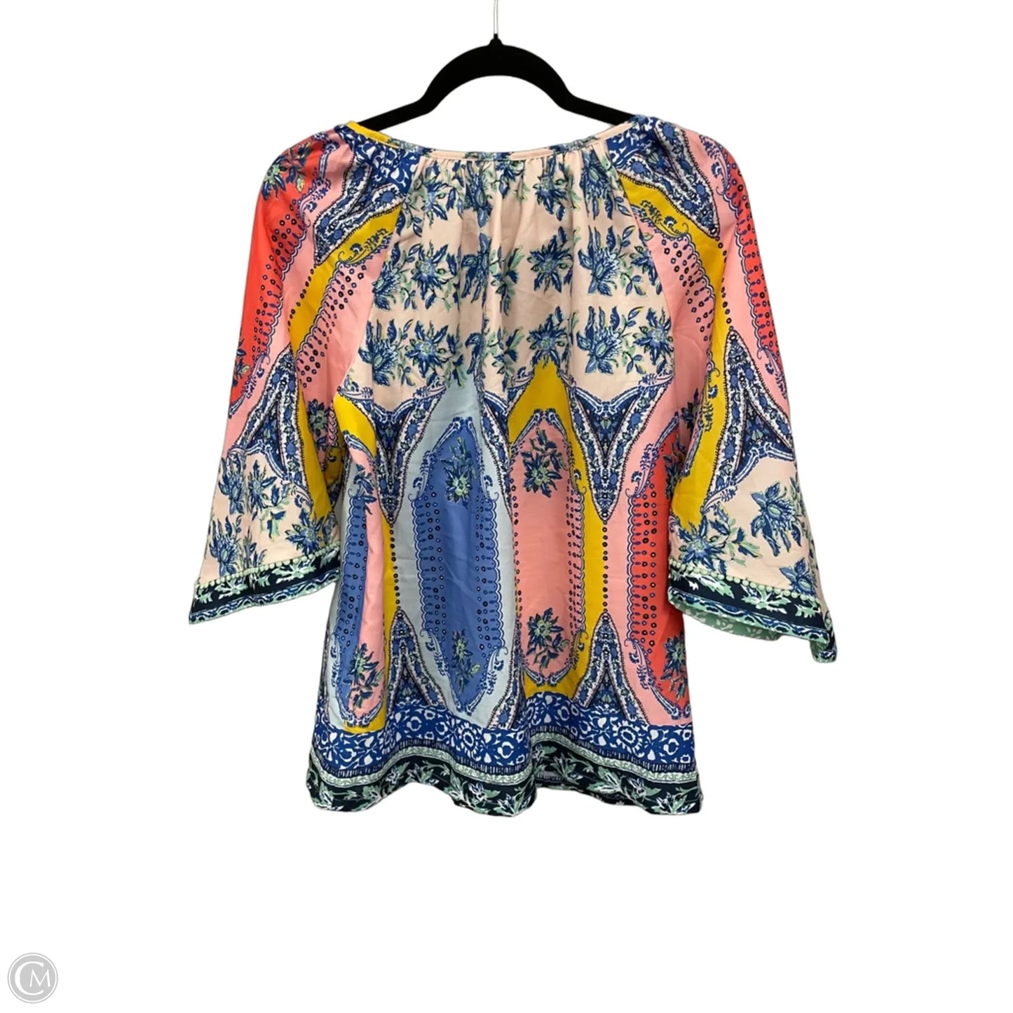 Blouse 3/4 Sleeve By Jade In Green & Pink, Size: M