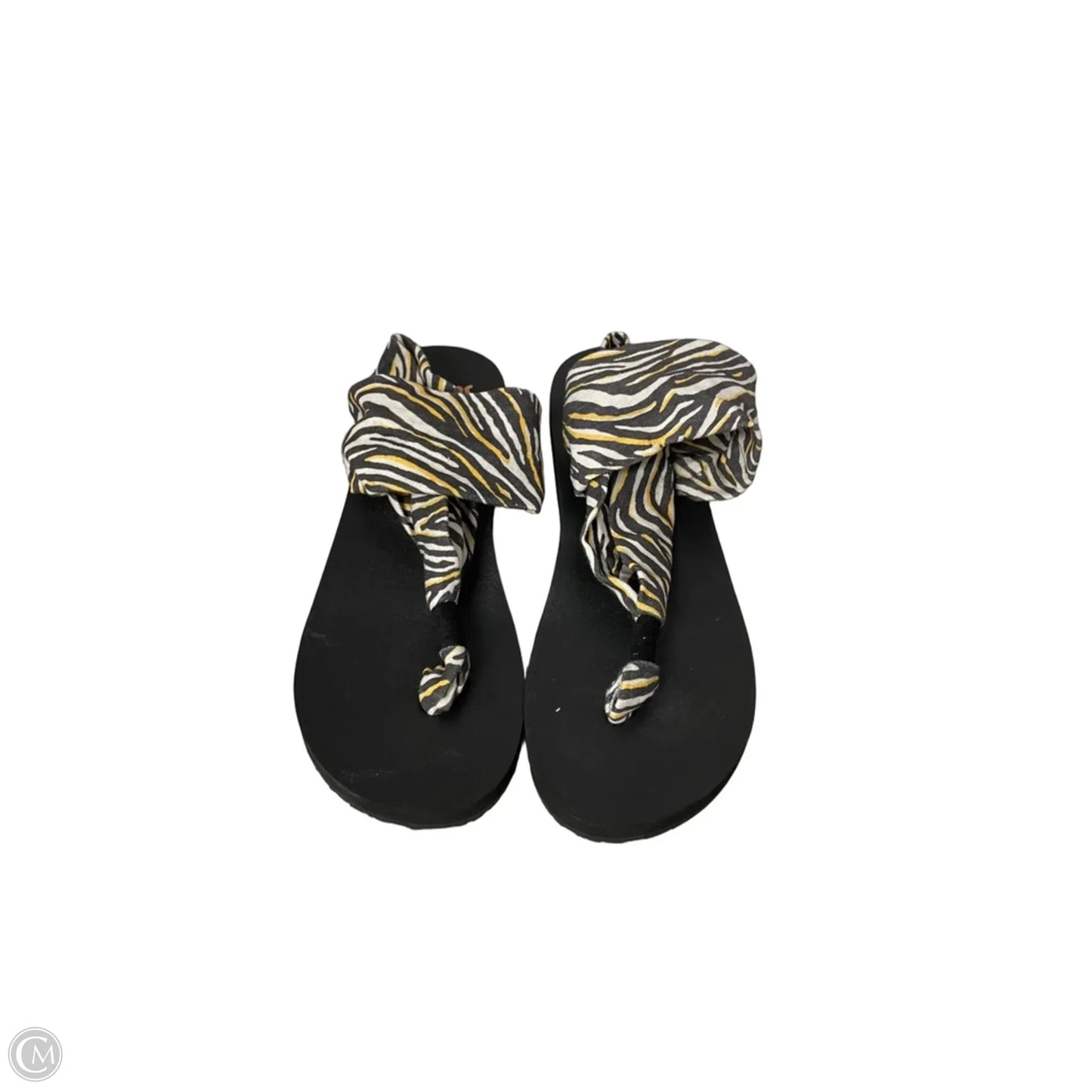 Sandals Flats By Sanuk In Black & Yellow, Size: 7