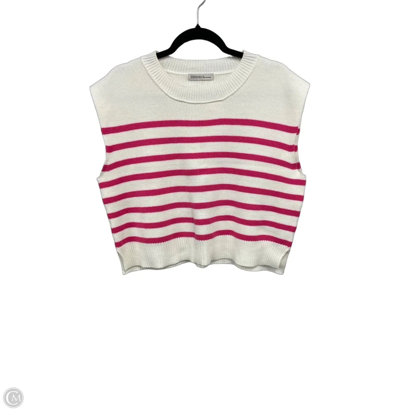 Top Sleeveless By Zenana In Pink & White, Size: M