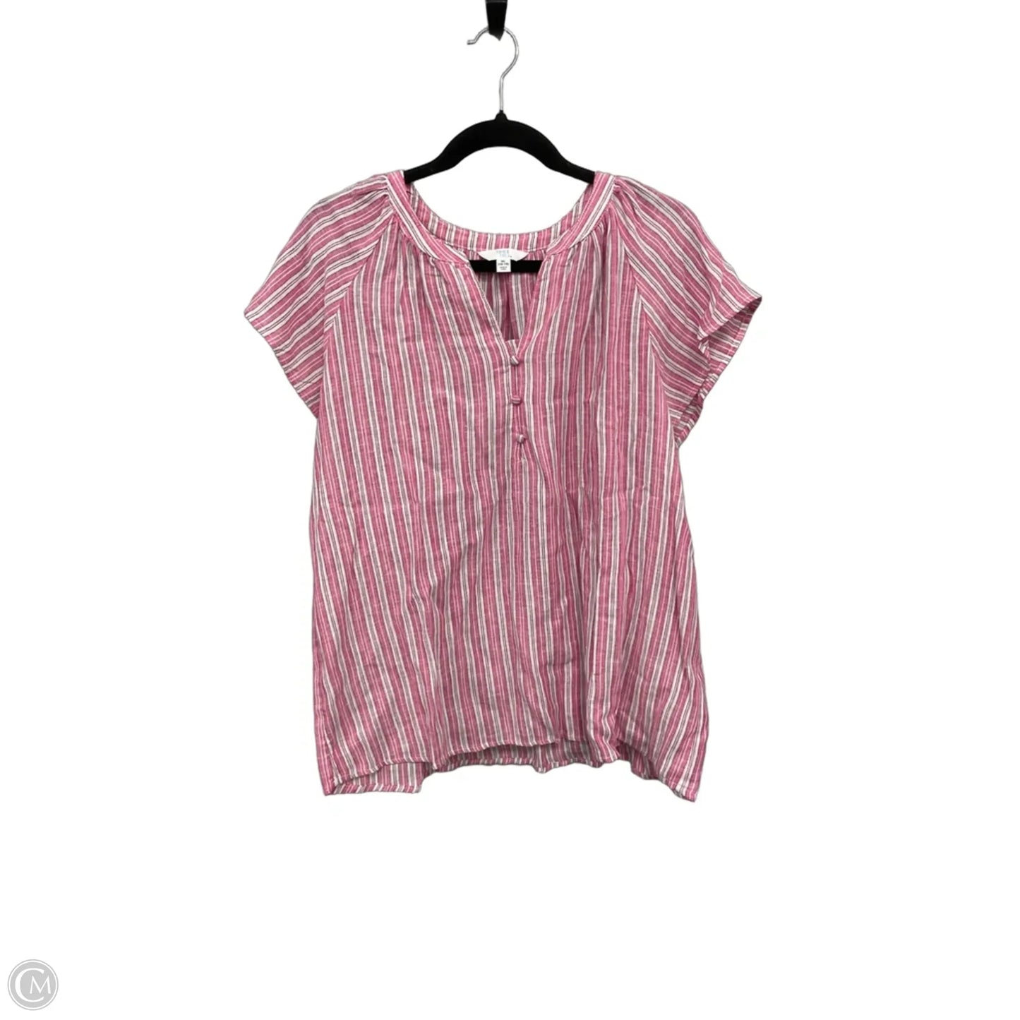 Blouse Short Sleeve By Time And Tru In Pink & White, Size: Xl
