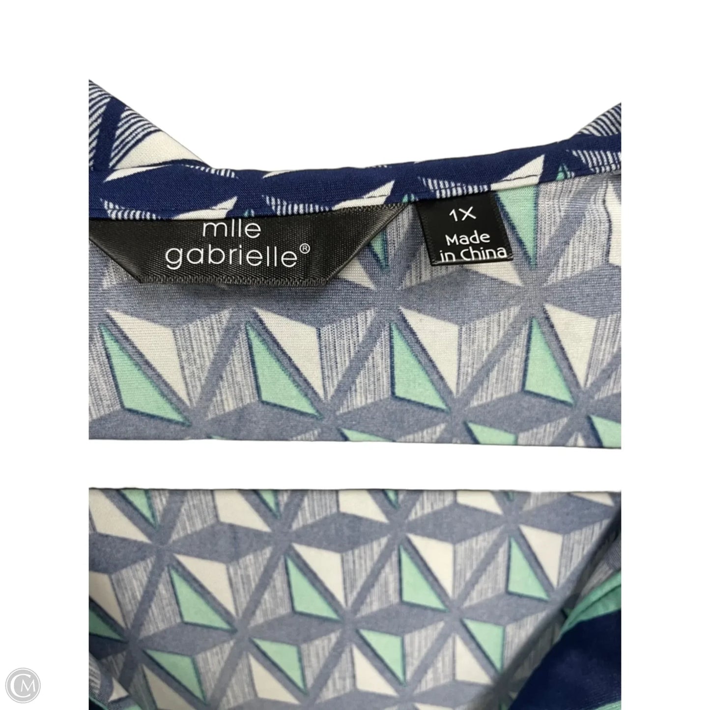Dress Casual Short By Mlle Gabrielle In Blue & Green, Size: 1x