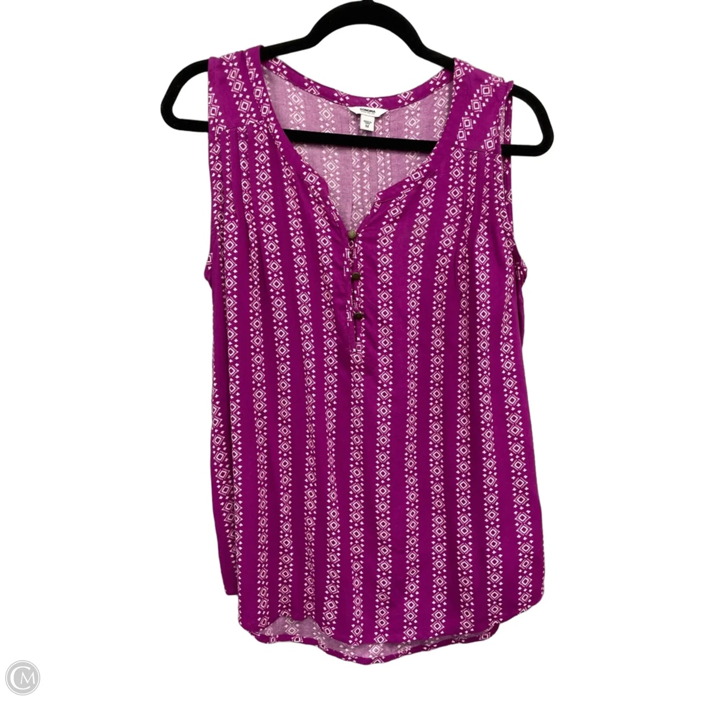 Top Sleeveless By Sonoma In Purple & White, Size: M