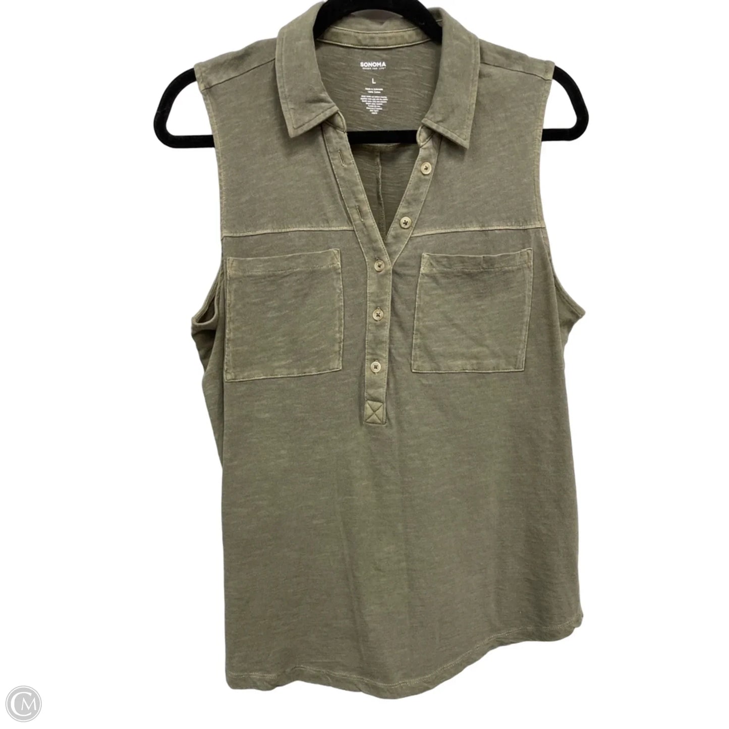 Top Sleeveless By Sonoma In Green, Size: L