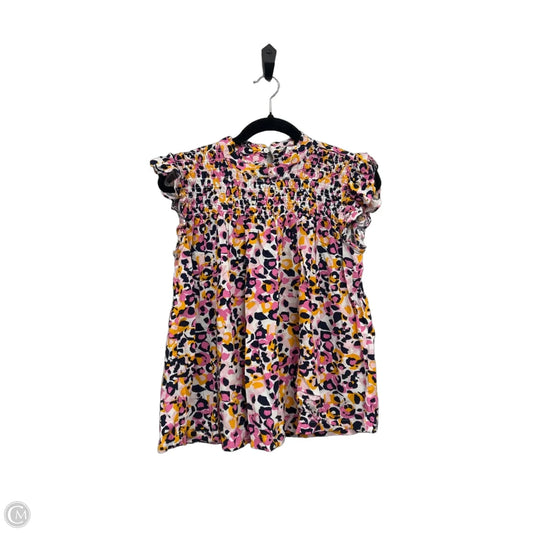 Blouse Short Sleeve By Crown And Ivy In Pink & Yellow, Size: M