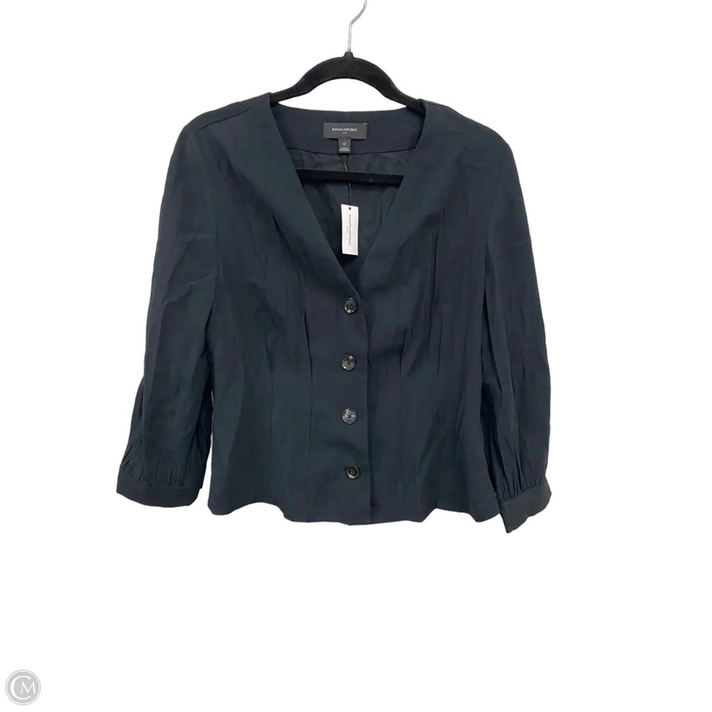 Blouse Long Sleeve By Banana Republic In Black, Size: 12