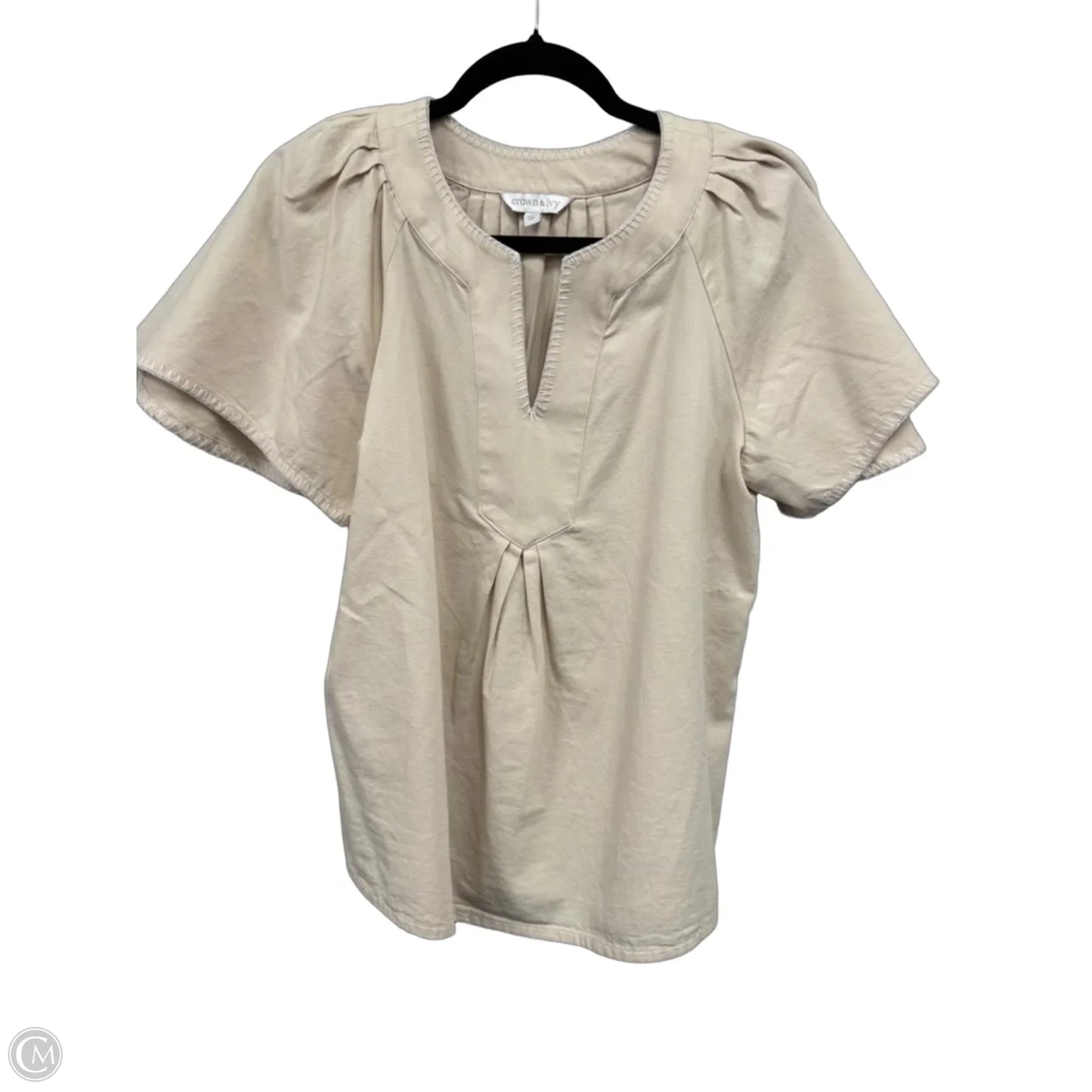 Top Short Sleeve By Crown And Ivy In Cream & White, Size: S