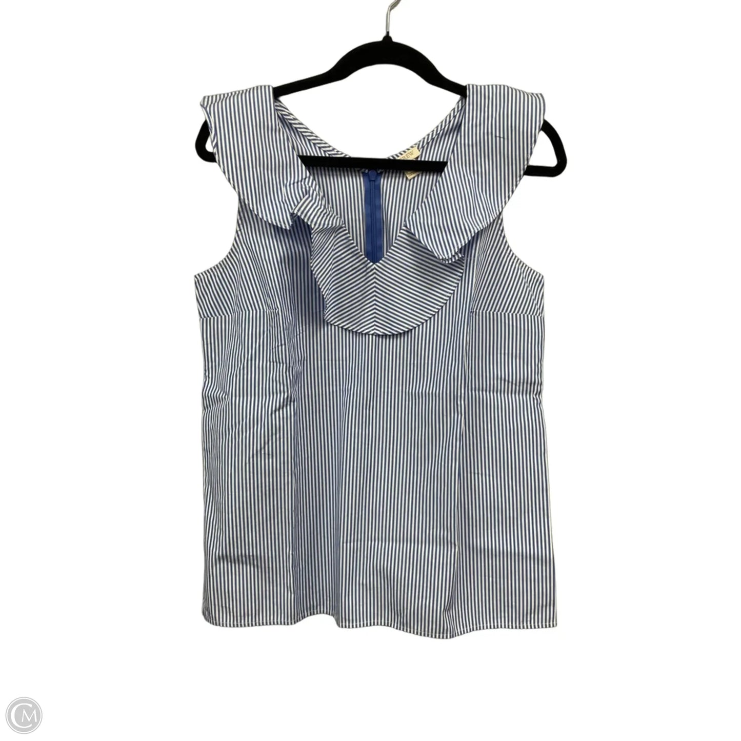 Blouse Sleeveless By J. Crew In Blue & White, Size: 4
