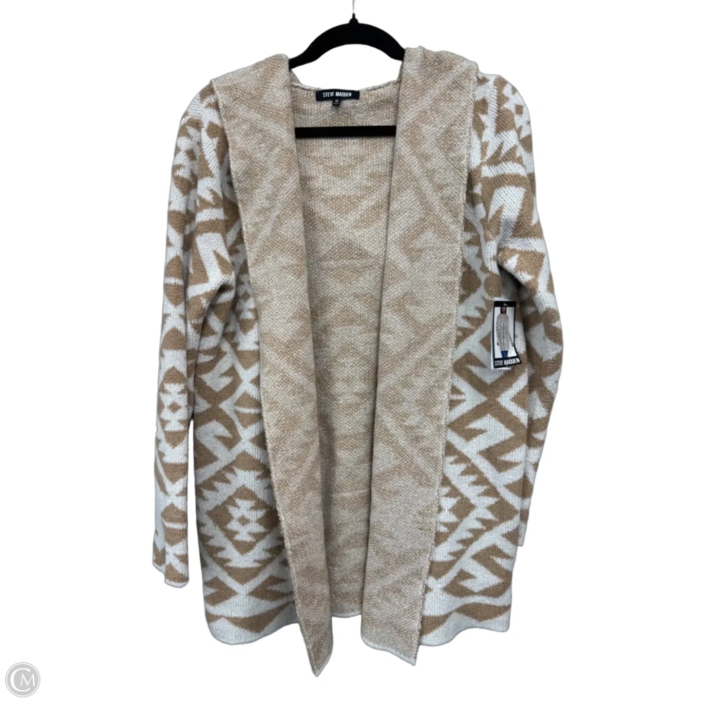 Sweater Cardigan By Steve Madden In Tan & White, Size: M