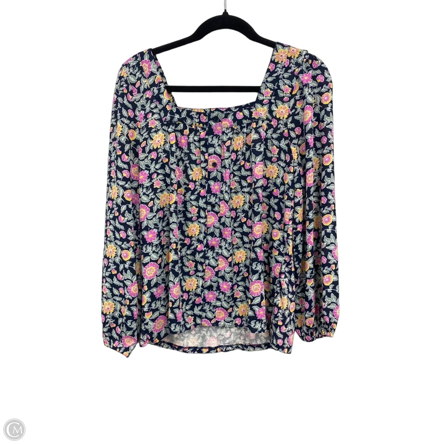 Blouse Long Sleeve By Loft In Blue & Green, Size: S