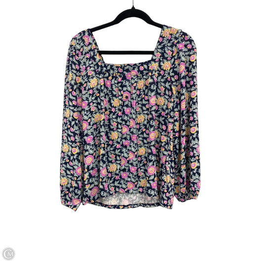Blouse Long Sleeve By Loft In Blue & Green, Size: S