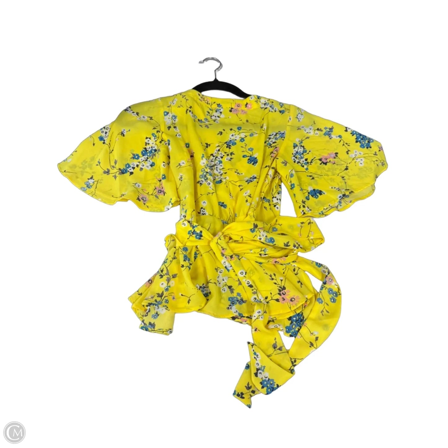 Blouse Short Sleeve By Loft In Blue & Yellow, Size: Xxsp