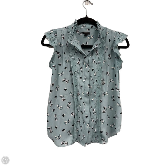 Blouse Short Sleeve By Ann Taylor In Blue & White, Size: Xxsp