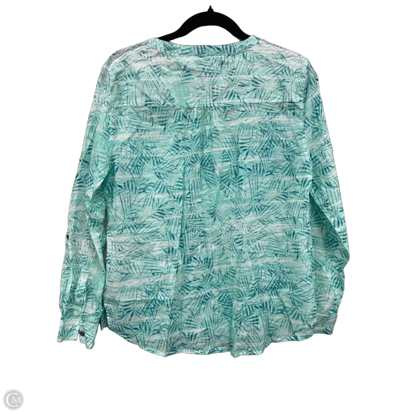 Blouse Long Sleeve By Clothes Mentor In Green & White, Size: S