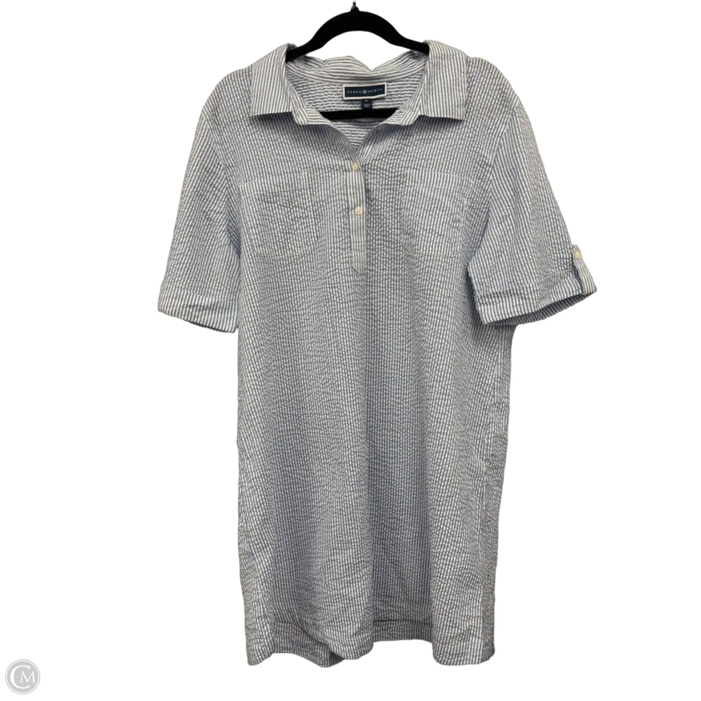 Dress Casual Short By Karen Scott In Blue & White, Size: Xl