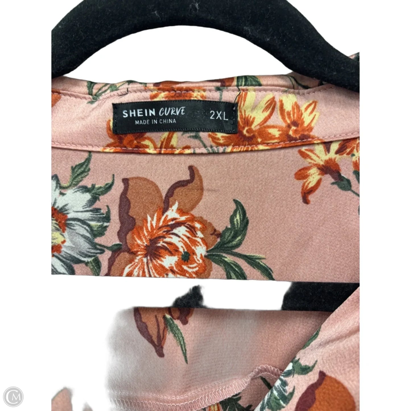 Blouse Long Sleeve By Shein In Green & Orange, Size: 2x