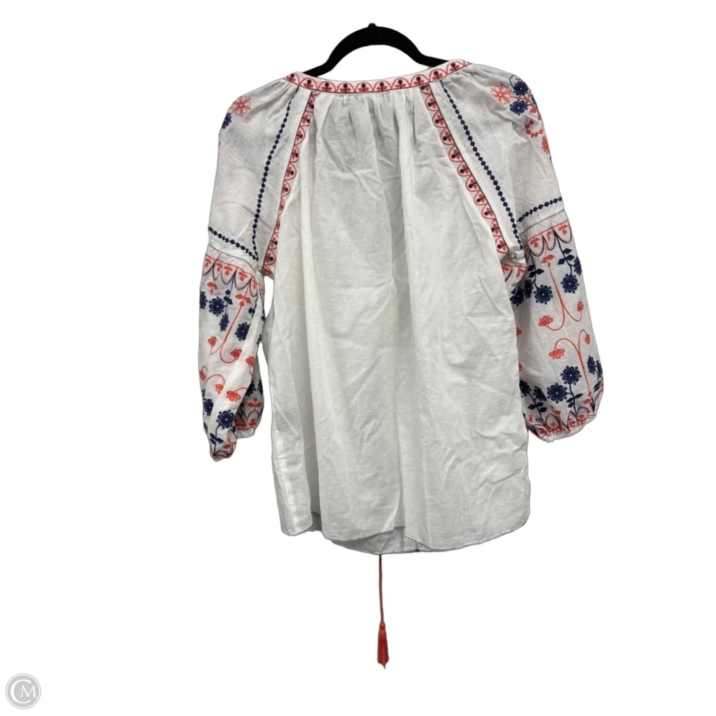 Blouse Long Sleeve By Max Edition In Orange & White, Size: Xl