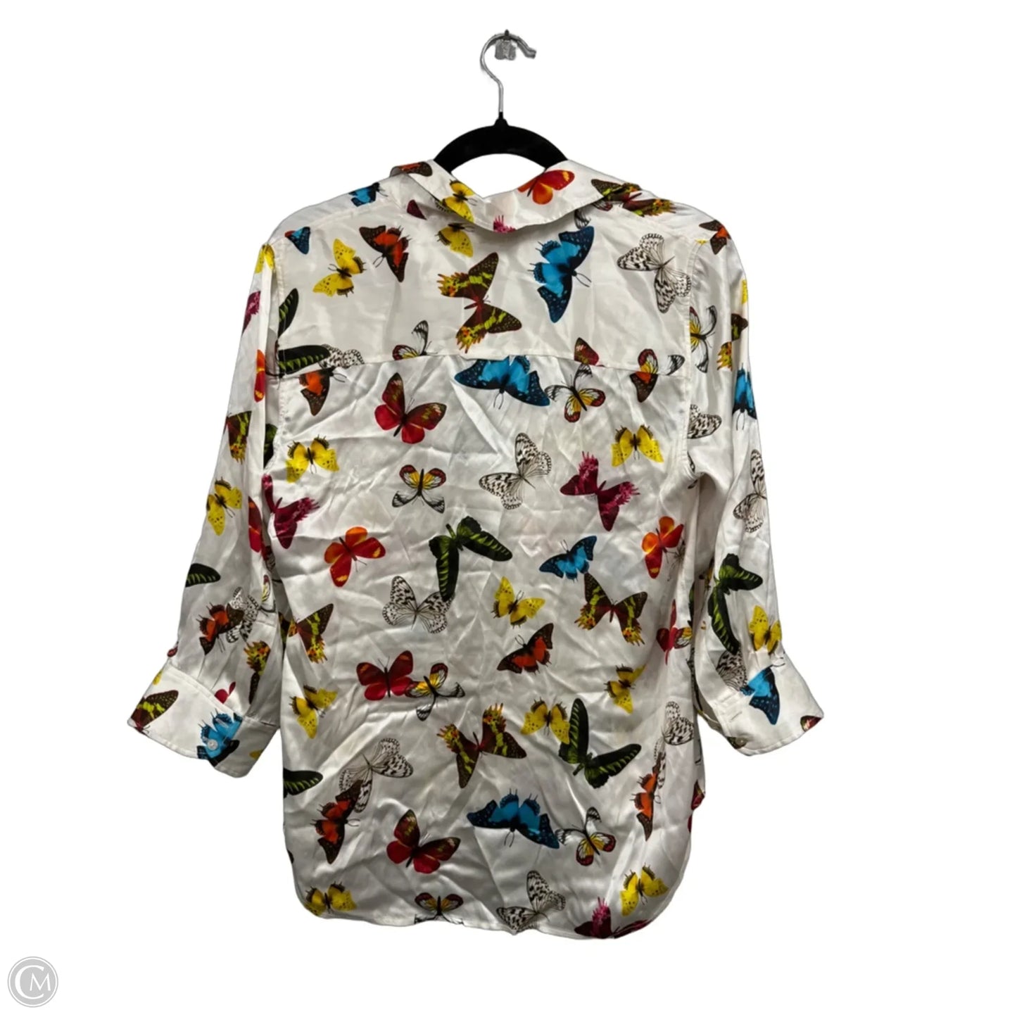Blouse Long Sleeve By L Agence In Blue & Cream, Size: M
