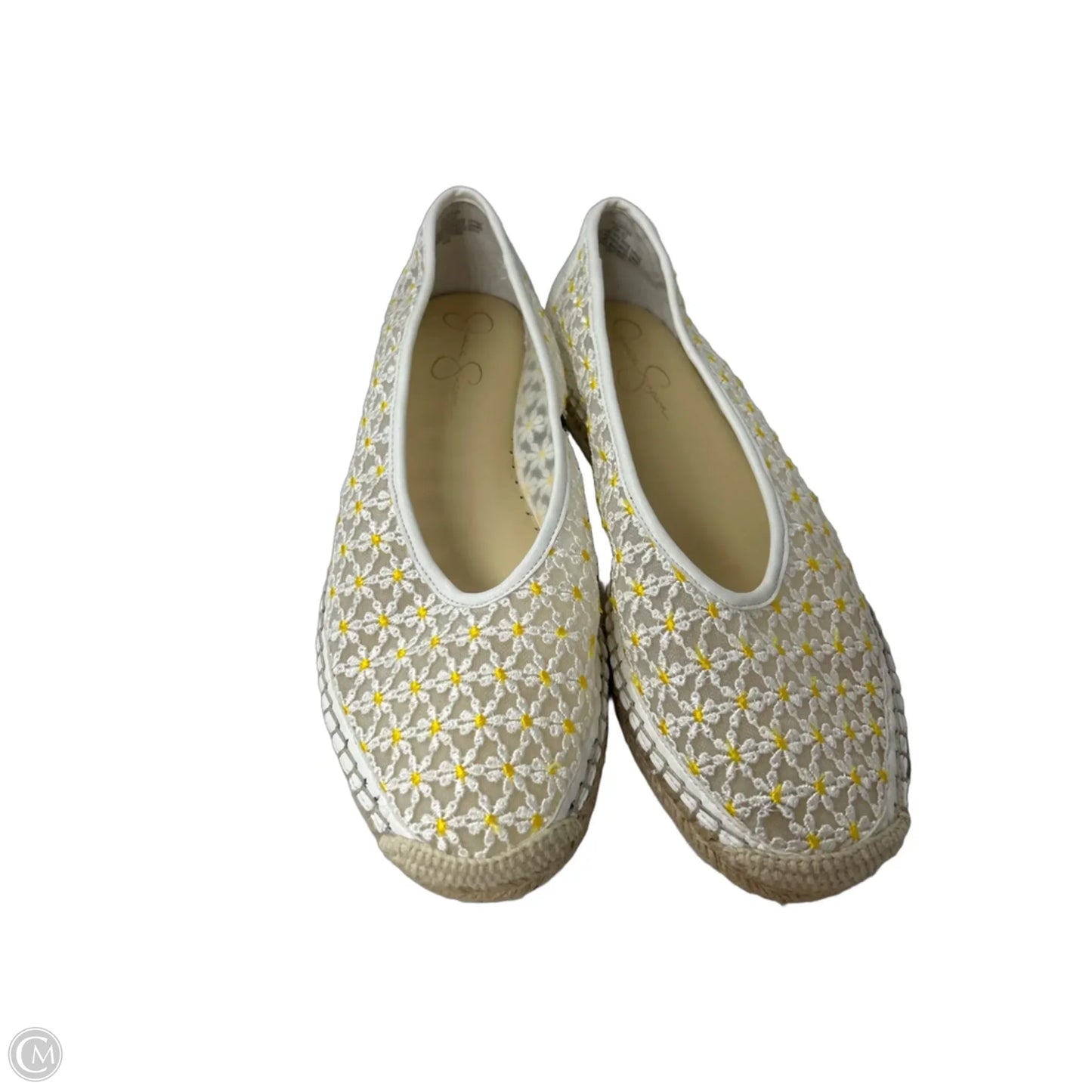 Shoes Flats By Jessica Simpson In White & Yellow, Size: 9.5