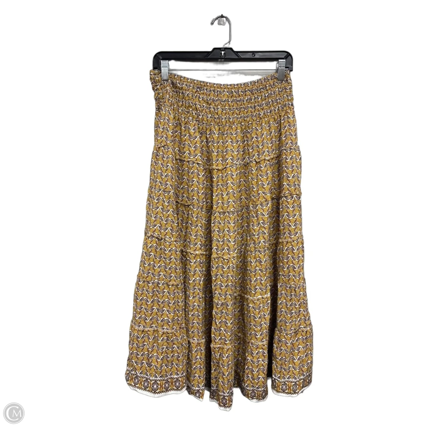 Skirt Midi By Max Studio In Brown & Yellow, Size: L