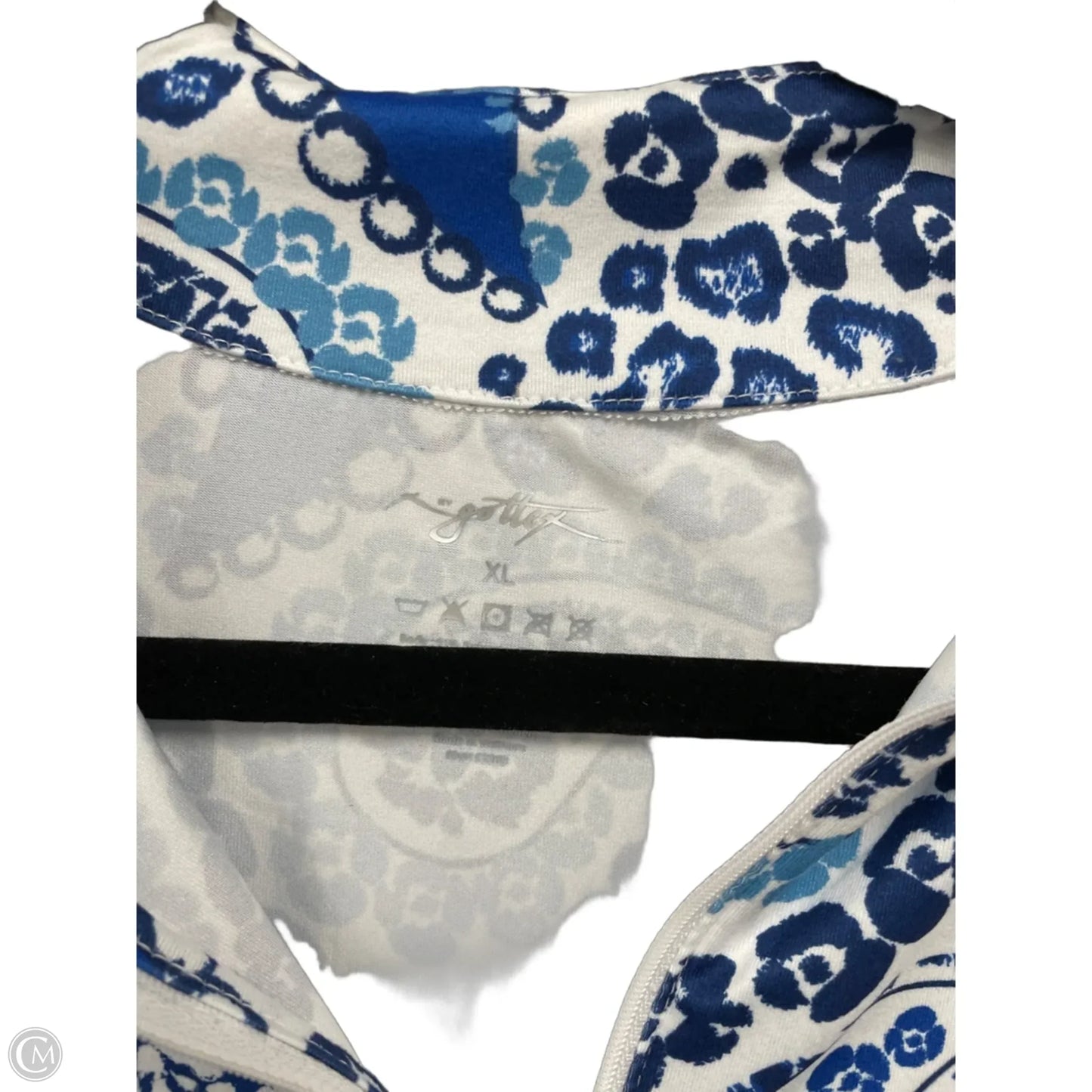Athletic Jacket By Gottex In Blue & White, Size: Xl