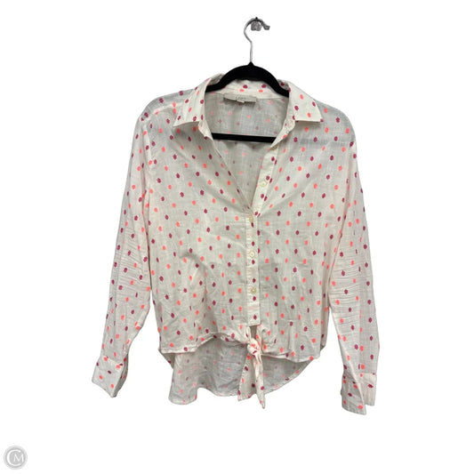 Top Long Sleeve By Loft In Cream & Pink, Size: S