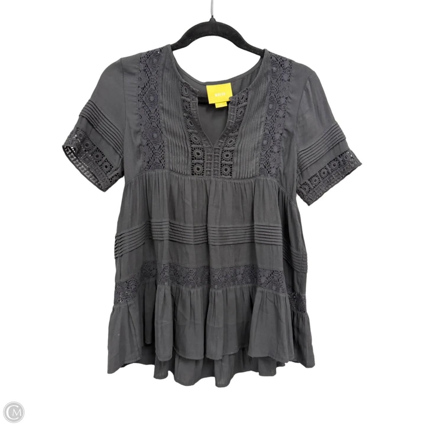Blouse Short Sleeve By Maeve In Black, Size: Xsp