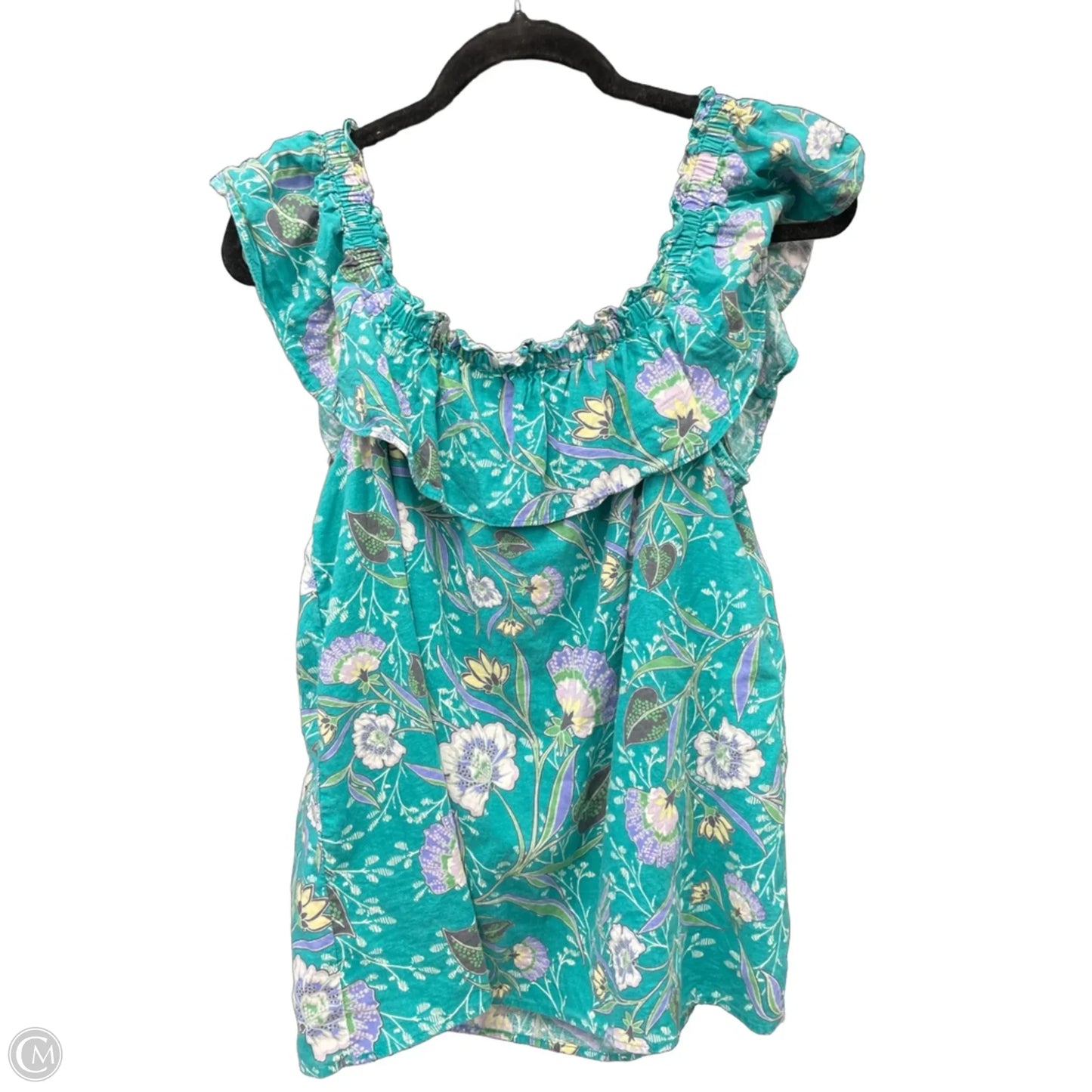 Blouse Short Sleeve By Loft In Green & Pink, Size: M