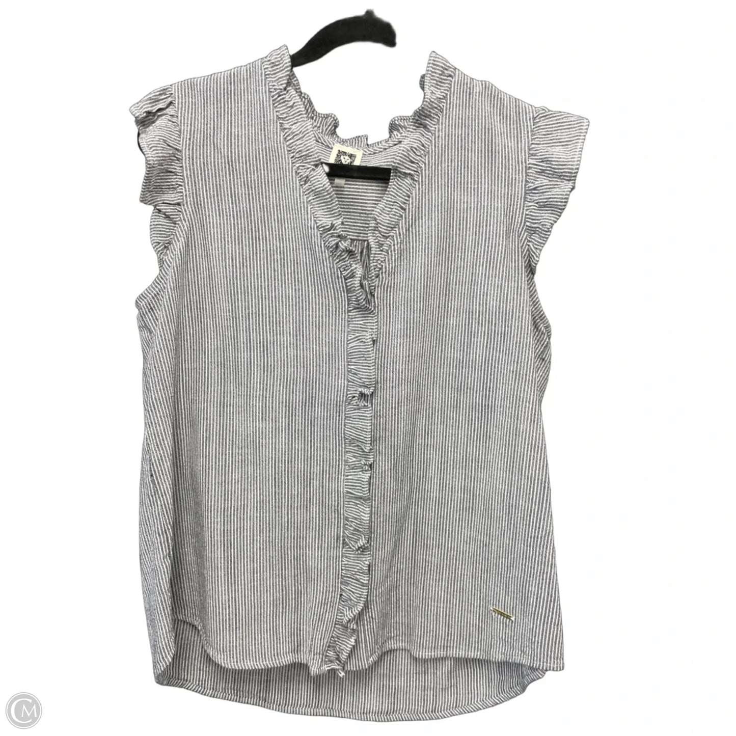 Blouse Sleeveless By Anne Klein In Grey & White, Size: S