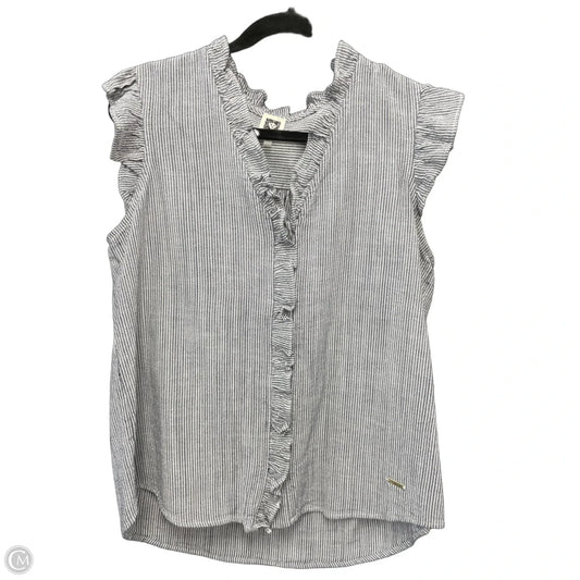 Blouse Sleeveless By Anne Klein In Grey & White, Size: S